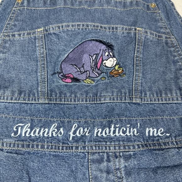 NWT The Disney Store Eeyore Thanks For Noticin’ Me Denim Overalls Women’s Medium - Picture 3 of 16